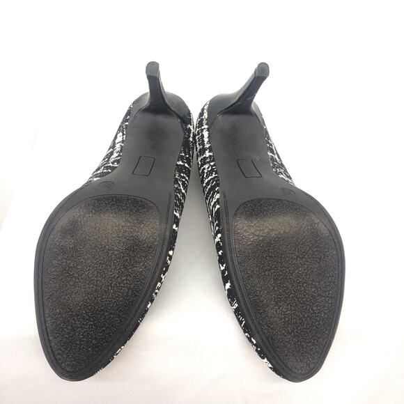 Metaphor Black White Slip On Heel Graphic Windowpane pattern 4 inch Women's 8.5M - Picture 7 of 16